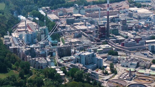 Aerial view of Lenzing plastics manufacturing plant