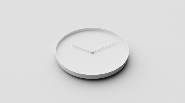 A minimalist white clock with a simple design.
