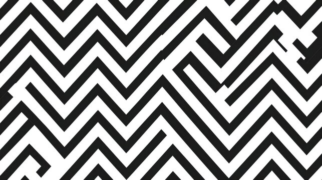 A geometric pattern of black and white lines forming a zigzag design.