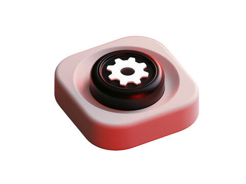 3D gear icon button for settings and configuration interface design