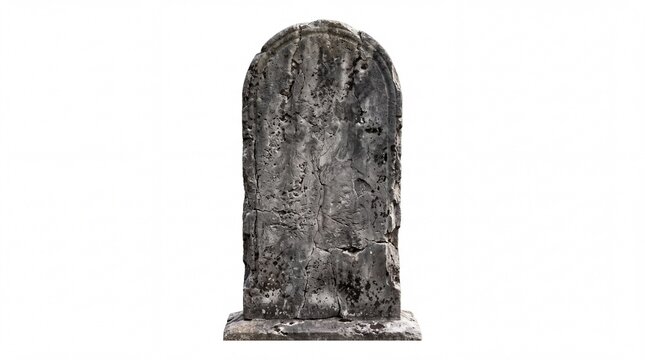 Old stone tombstone grave marker with weathered texture