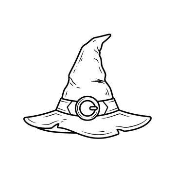 vector illustration of Simple witch hat with magic circle icon Vector, illustration , Happy Halloween, Halloween, Halloween Icons