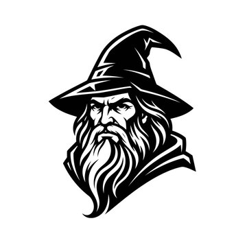vector illustration of Old wizard with long white beard and pointy hat illustration Vector, illustration , Happy Halloween, Halloween, Halloween Icons