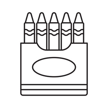 Crayon box vector line icon with editable stroke. Outline illustration of wax crayons in a package.