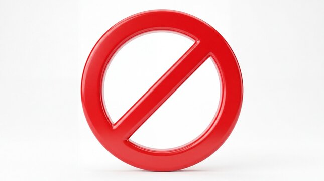 Red glossy prohibition sign with a circular shape