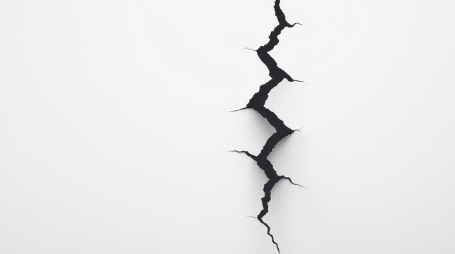 A crack in a white wall.