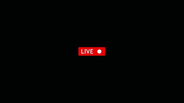 Red live streaming broadcast button icon isolated on simple background