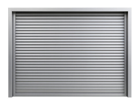 Closed metal roller shutter door for industrial warehouse or modern garage entrance