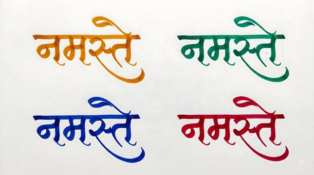 Colorful Hindi calligraphy of Namaste, highlighting the beauty of typography in different hues