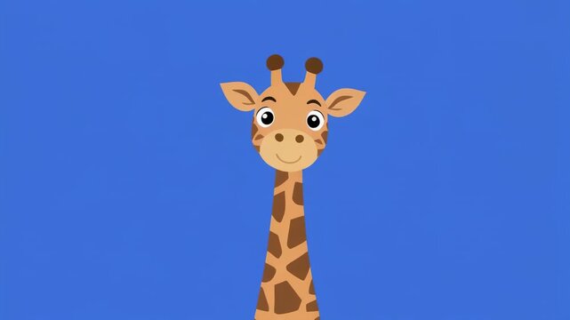 Cute Giraffe Heads Appearing Against Blue Background with Seamless Motion