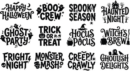 Fototapeta premium Halloween Typography Quote and Spooky Lettering Silhouette Collection for Graphic Design Projects