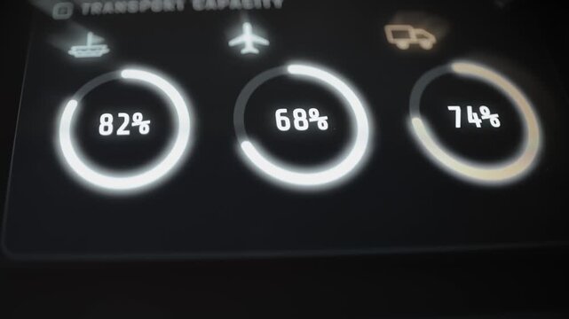 Transport capacity gauges read 82 68 and 74 percent