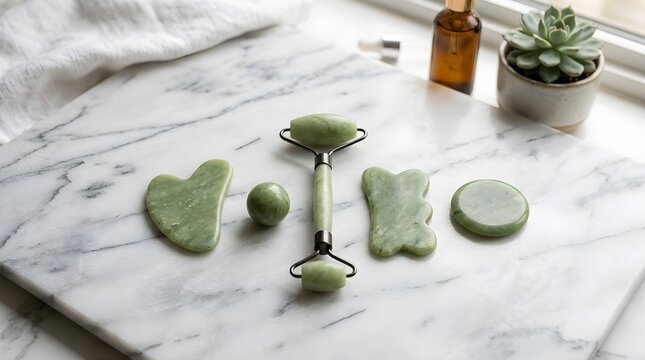 Jade Rolling Stones and Gua Sha Tools for Skincare Routine