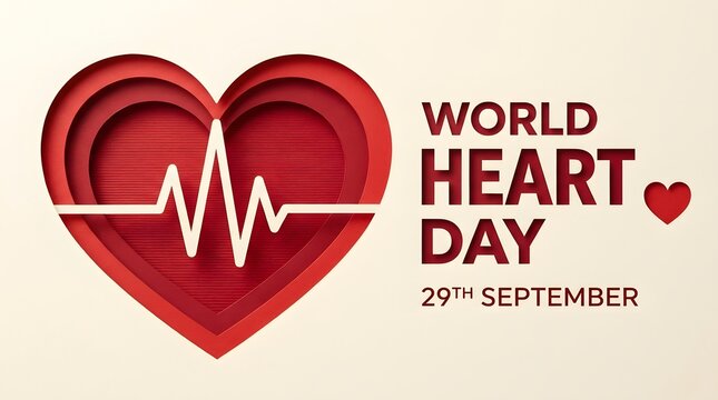 World heart day world heart day concept with layered paper heart and cardiogram