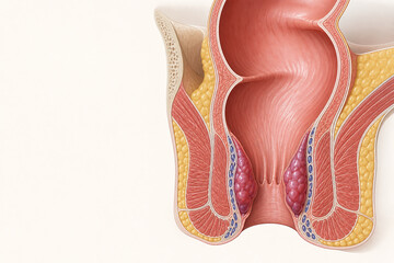 Fototapeta premium Rectum and anal canal hemorrhoid medical illustration
