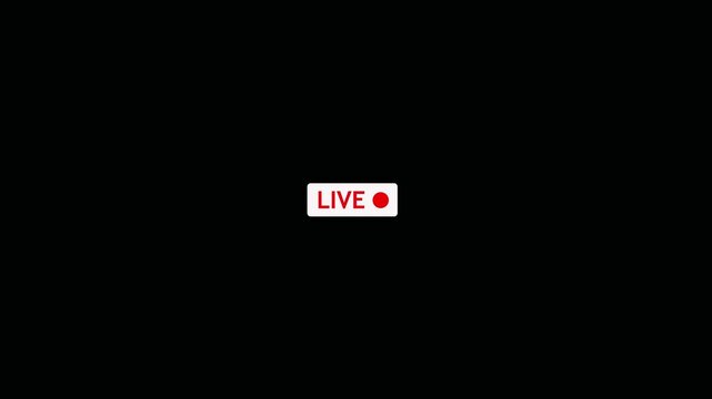 Isolated red live streaming button icon on white rounded rectangle shape