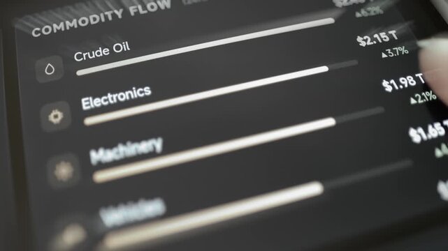 Commodity flow compares crude oil electronics and machinery
