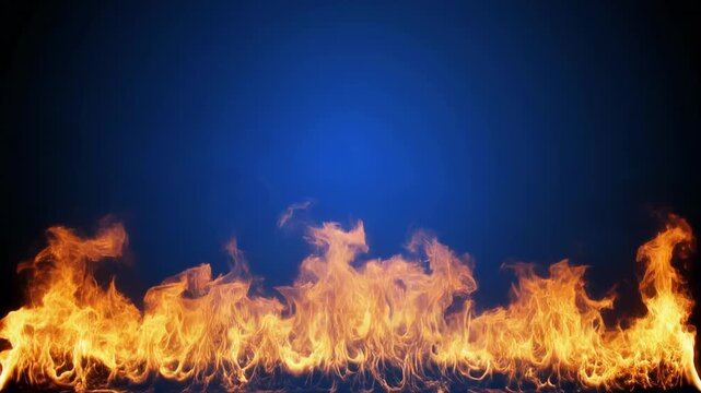 Dynamic fire border with blue gradient background and subtle camera movement