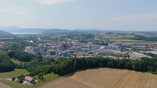 Aerial view of Lenzing Plastics manufacturing plant in Austria