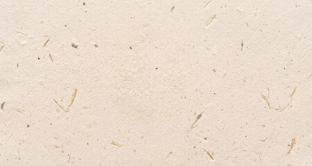 Natural Handmade Recycled Paper Texture Background with Organic Fibers and Seeds, Eco-Friendly Beige Craft Canvas Surface