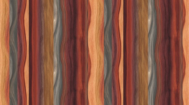 Seamless wood pattern background with colorful vertical stripes of rustic timber planks. Continuous textured wooden surface illustration with wavy colorful grain for interior design and architecture.
