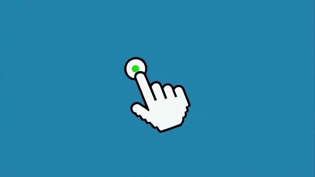 Cursor clicking on green circle animation with smooth motion against blue background for UI design