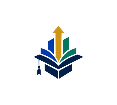 Professional academic book arrow logo for modern education growth design