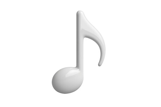 Glossy white musical note symbol with rounded lower note head
