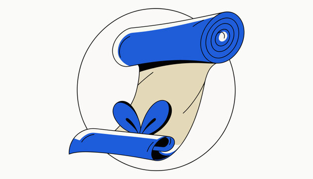 blue scroll with ribbon