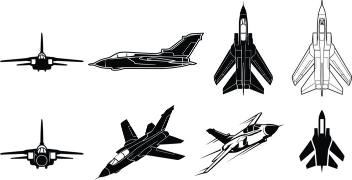 Panavia Tornado IDS Variable-Sweep Wing Multi-Role Strike Combat Jet Blueprint Silhouette Vector