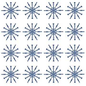 Seamless blue geometric star flower pattern background design
