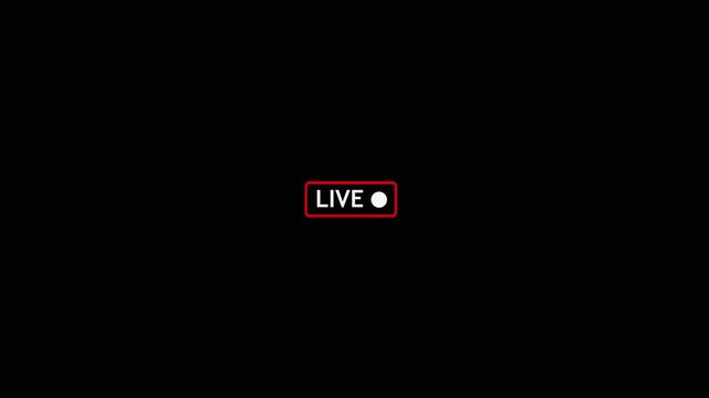 Live streaming indicator button with red border for digital broadcast communication
