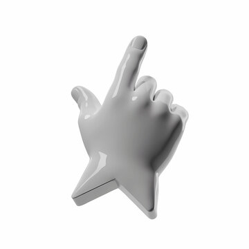 Computer Pointer Hand Icon in 3D Style on Clean White Background