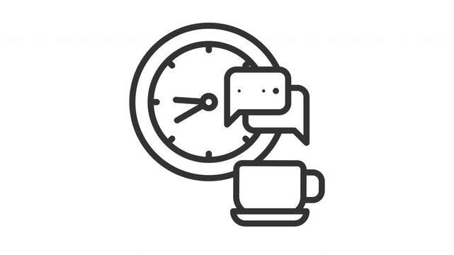 Minimalist coffee break and time management icon set animation