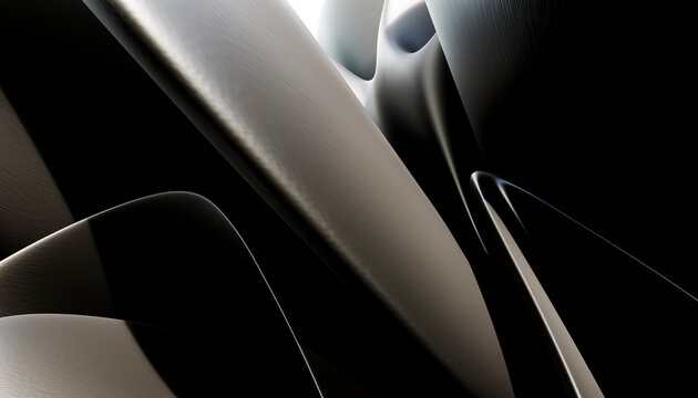 Abstract shiny curved metallic surfaces with smooth texture
