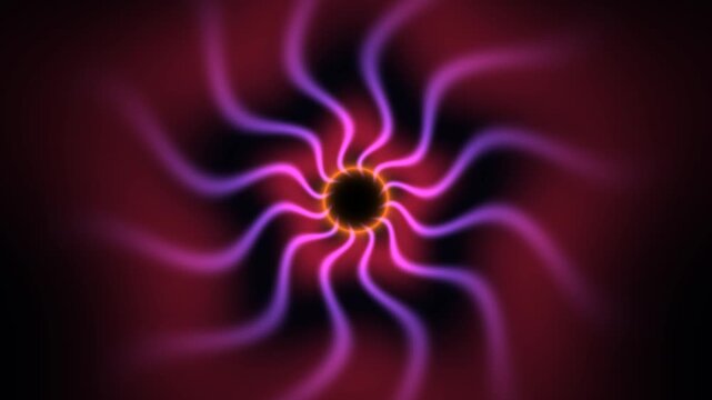 Eclipse Shadow Gradient Animation This motion graphics scene shows a swirling pattern with colorful gradients. The design features a central dark area with vibrant waves radiating outward. The