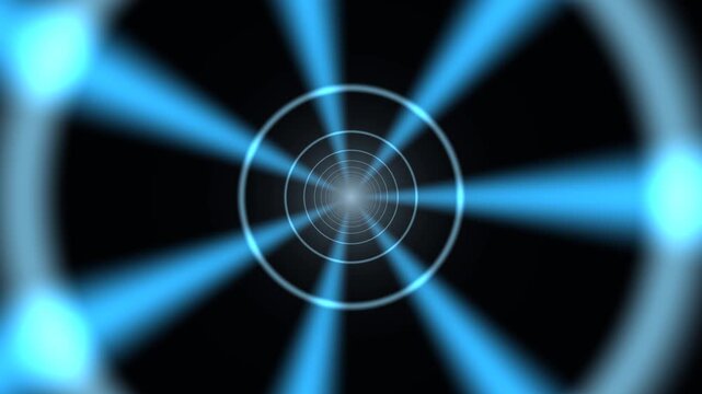 Electric Blue Space Portal Background This features bright electric blue rays extending from a central point in a dark space. The design conveys motion and depth, ideal for video projects