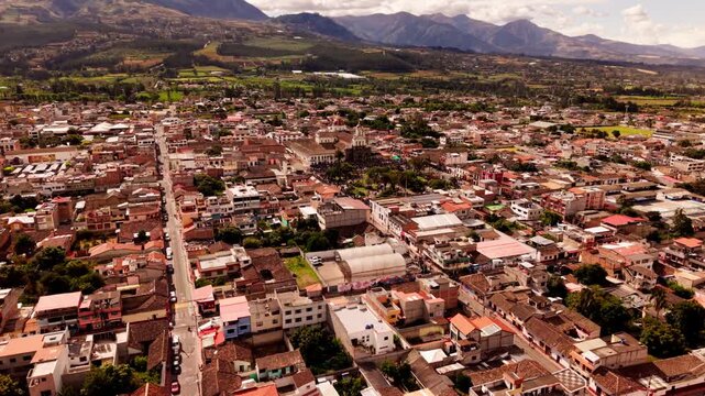 Aerial view of the traditional hatun puncha celebration during the inti raymi festival in cotacachi