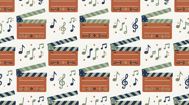 Musical Film Strip Frames With Eighth Notes Design.