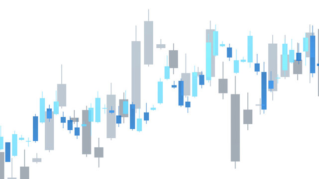 Bar trading graph financial stock market and investment, analytics chart with blue tones color and clean design. In transparent format or png