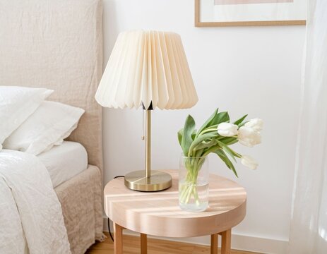 Pleated bedside lamp