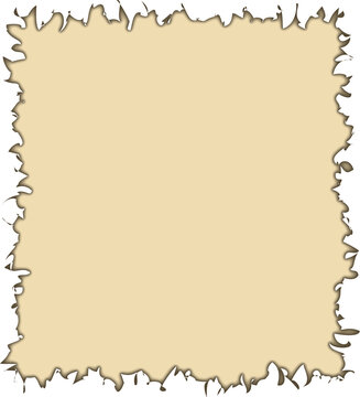 Torn beige paper sheet with rough edges isolated on white background with distressed, fragment, resource, template