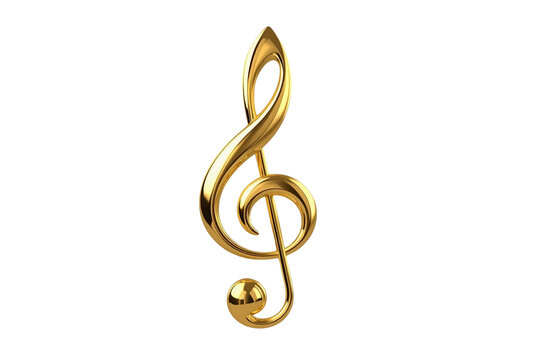 Glossy golden treble clef music symbol