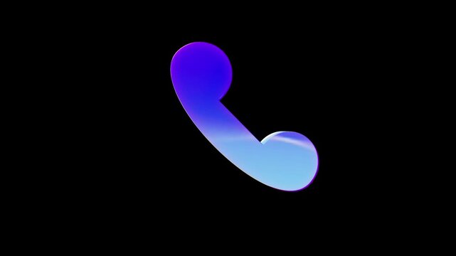 3D Glass phone call Icon Animation Transparent Crystal App Symbols, Modern UI Interface Elements, Glossy Digital Buttons, Futuristic User Experience Design, Motion Graphics Asset