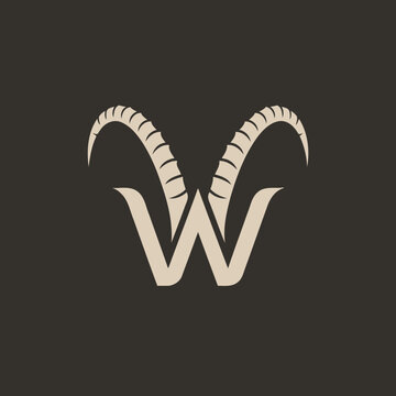 Letter W with ram horns logo design