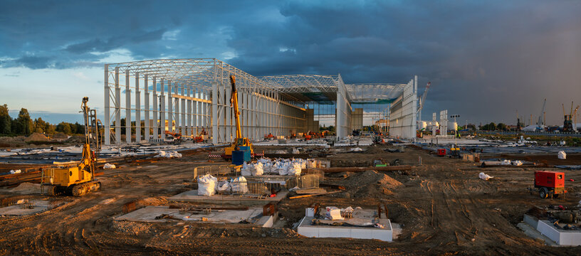  Construction of a massive factory that will produce towers for offshore wind turbines