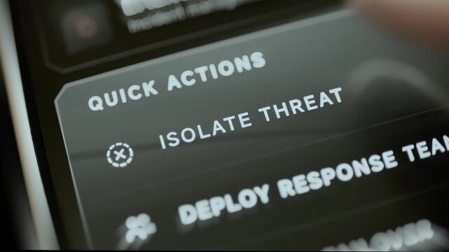 Quick action menu highlights threat isolation