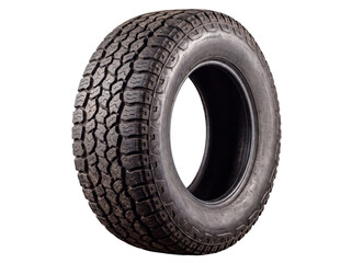 New all-terrain vehicle tire with rugged tread pattern, isolated on a transparent background for automotive design. © AbdulWaheed