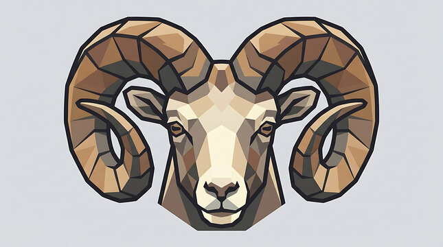 Minimalist line art ram head vector illustration for modern design projects