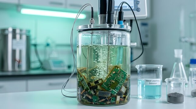 Chemical metal leaching process of circuit boards in laboratory jar